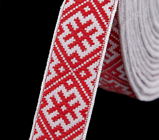 Лента жаккардовая 24мм красный (25м) 9707 цв.1 Славянский орнамент.Оберег